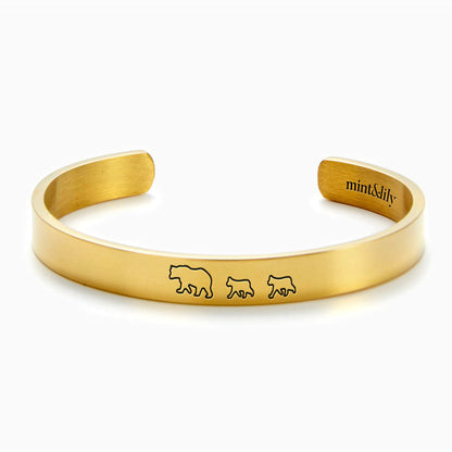 ‘Mama Bear & Her Baby Bears’ Personalised Engraved Bangle