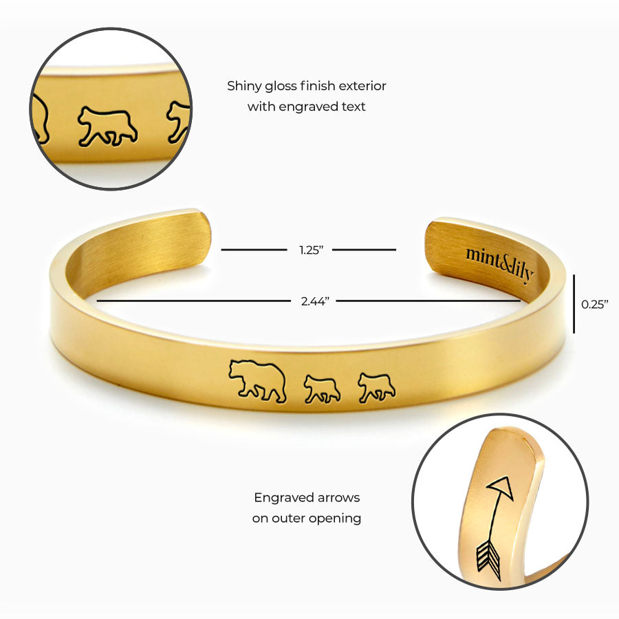 ‘Mama Bear & Her Baby Bears’ Personalised Engraved Bangle