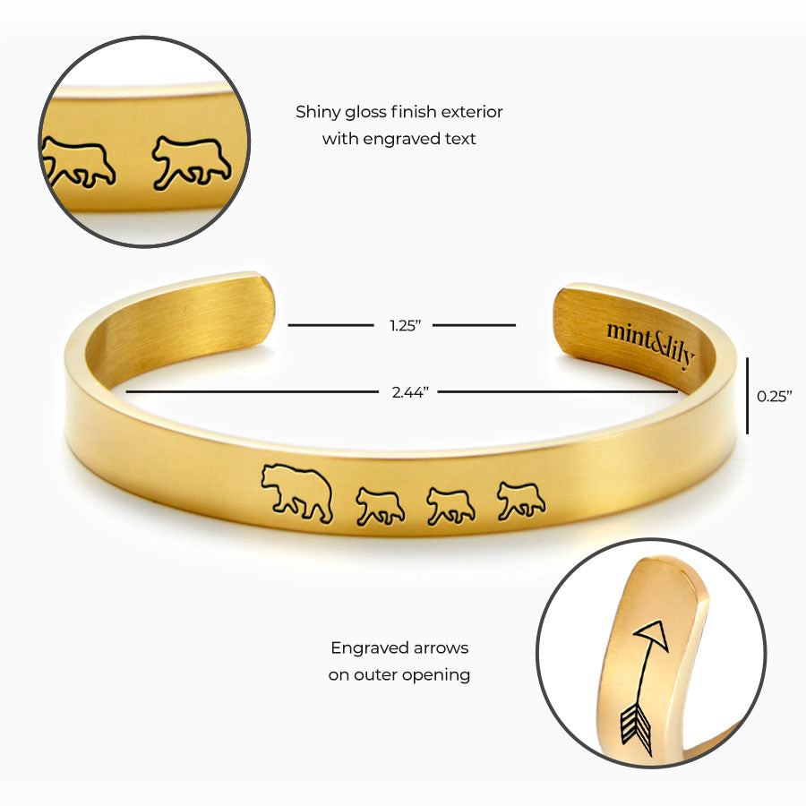 ‘Mama Bear & Her Baby Bears’ Personalised Engraved Bangle
