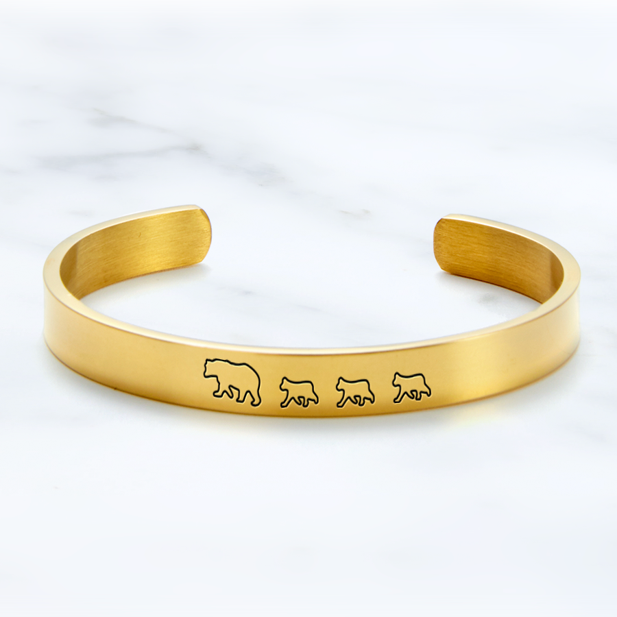 ‘Mama Bear & Her Baby Bears’ Personalised Engraved Bangle