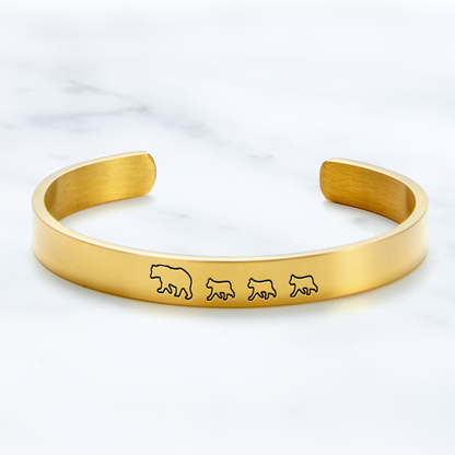 ‘Mama Bear & Her Baby Bears’ Personalised Engraved Bangle