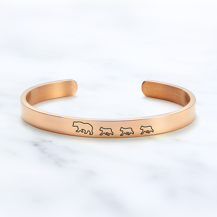 ‘Mama Bear & Her Baby Bears’ Personalised Engraved Bangle