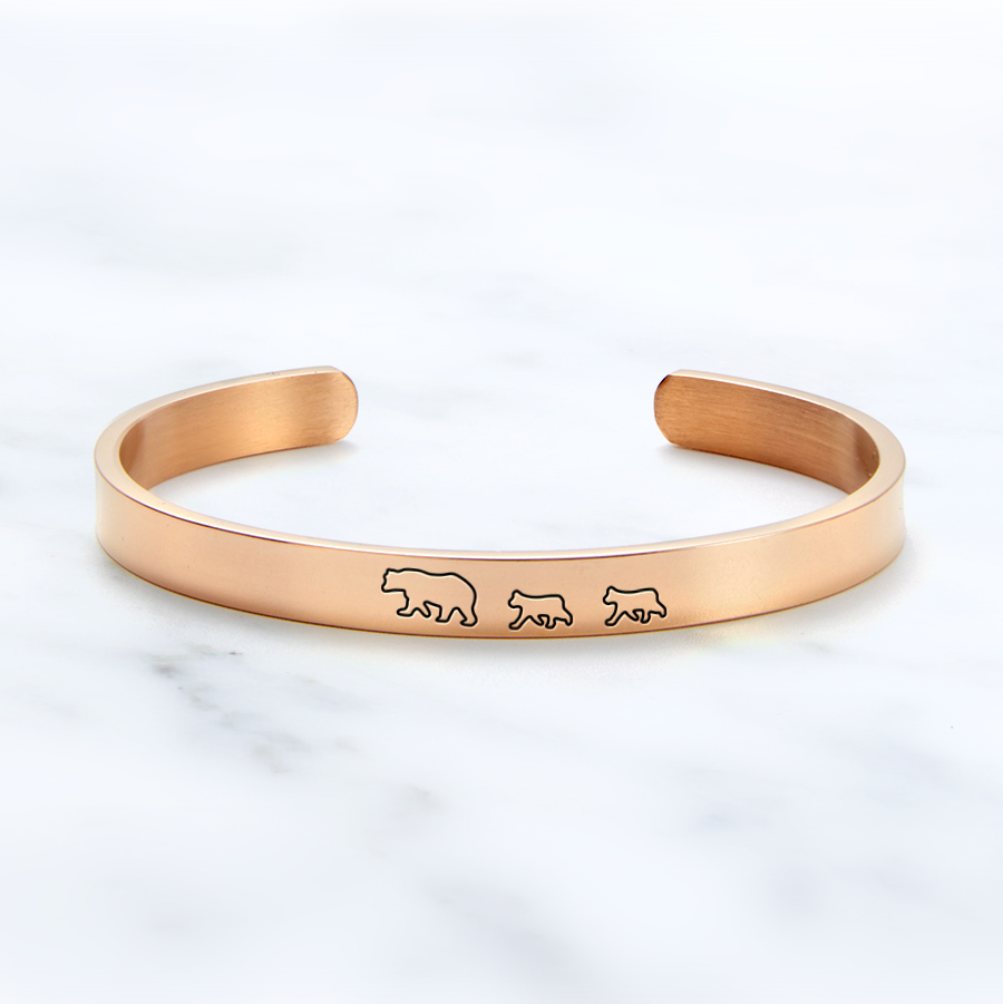 ‘Mama Bear & Her Baby Bears’ Personalised Engraved Bangle
