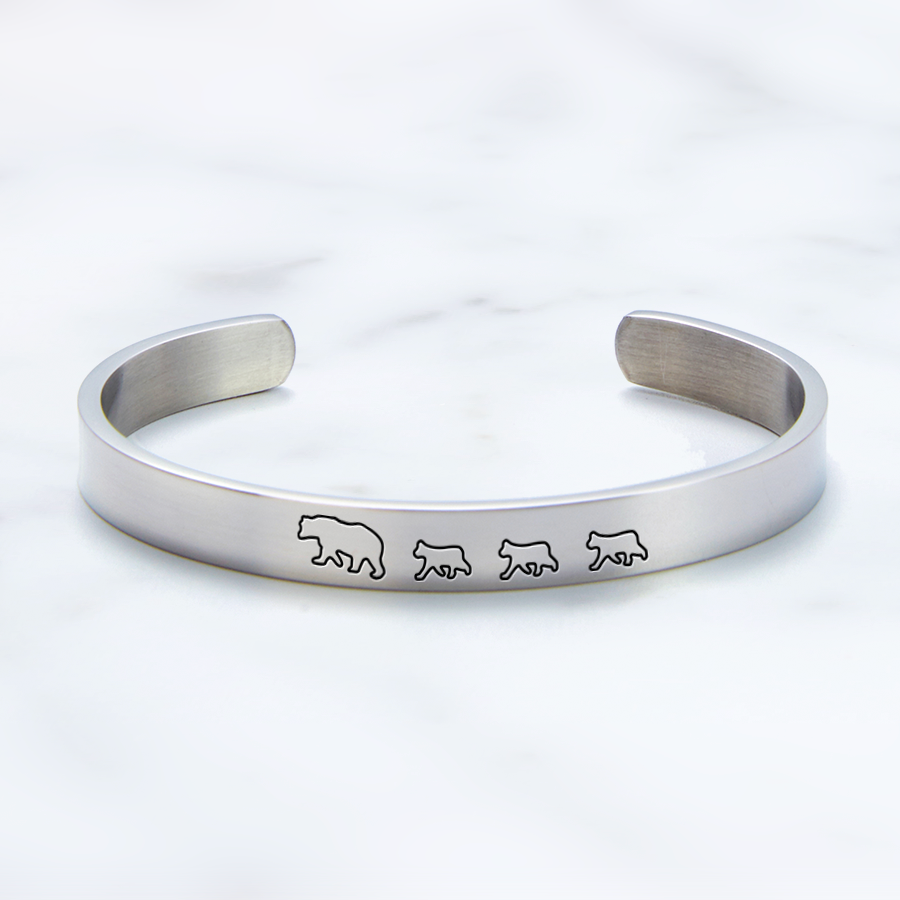 ‘Mama Bear & Her Baby Bears’ Personalised Engraved Bangle
