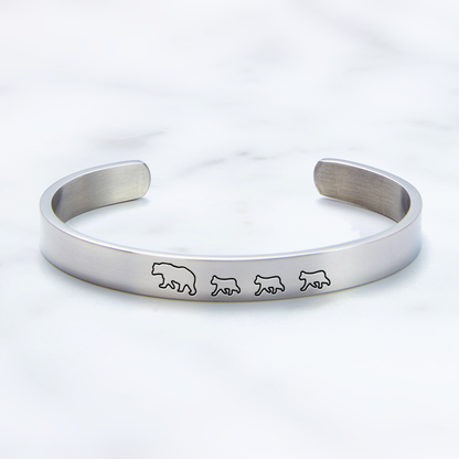 ‘Mama Bear & Her Baby Bears’ Personalised Engraved Bangle