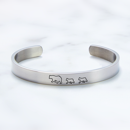 ‘Mama Bear & Her Baby Bears’ Personalised Engraved Bangle