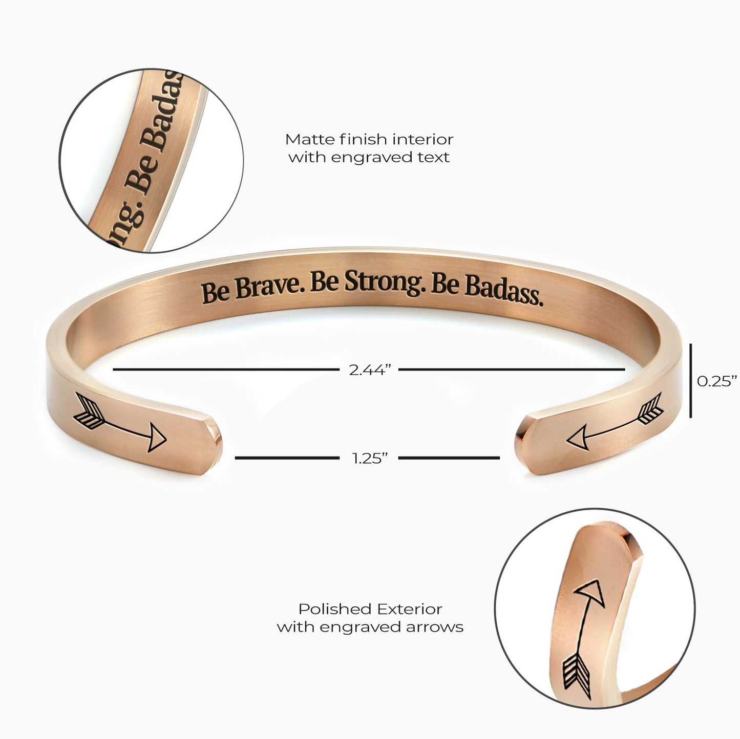 Be Brave. Be Strong. Be Badass.’ Personalised Engraved Cuff Bangle