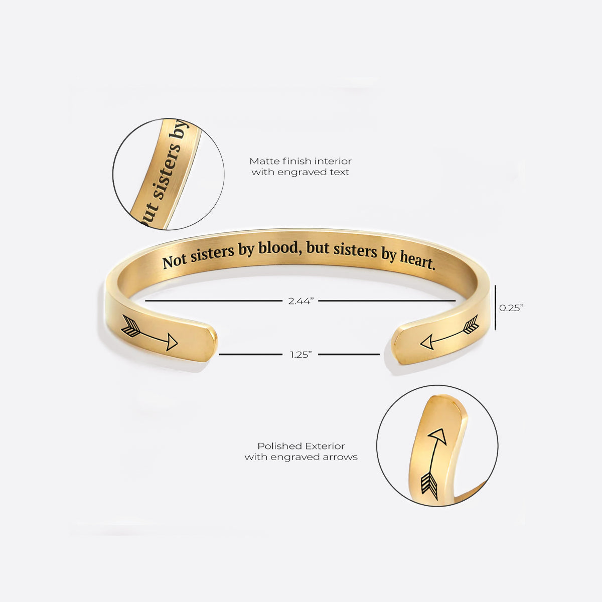 ‘Not Sisters By Blood But Sisters By Heart’ Personalised Engraved Bangle
