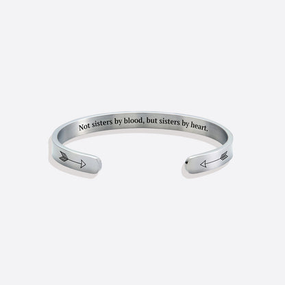 ‘Not Sisters By Blood But Sisters By Heart’ Personalised Engraved Bangle