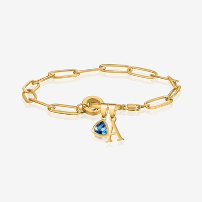 Personalized Birthstone Bracelet with Initial Charm | Customizable Design for Unique Style