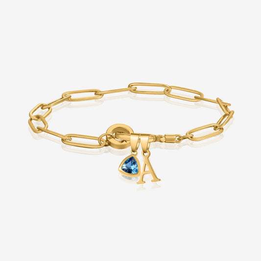 Personalized Birthstone Bracelet with Initial Charm | Customizable Design for Unique Style