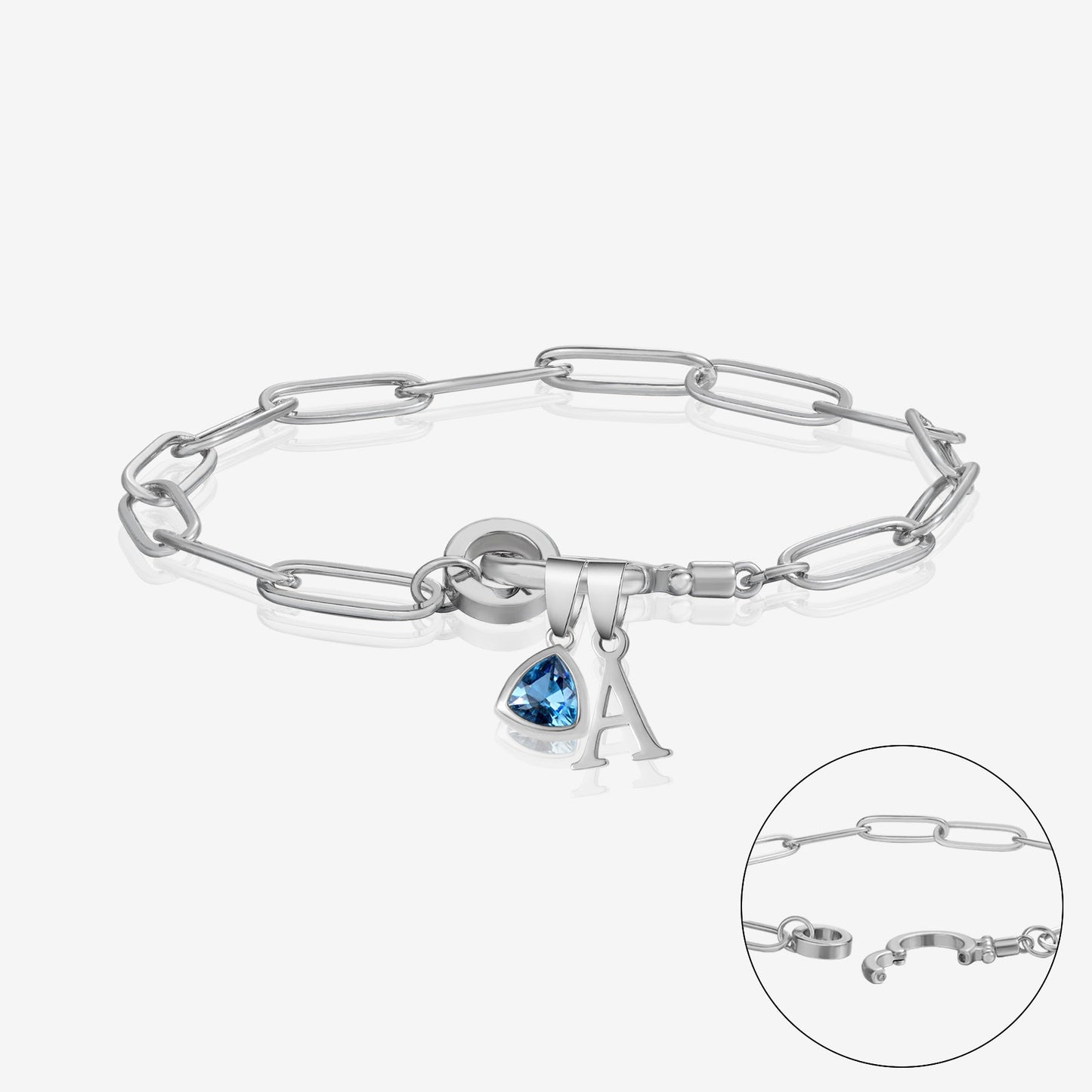Personalized Birthstone Bracelet with Initial Charm | Customizable Design for Unique Style