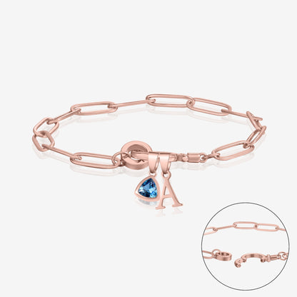 Personalized Birthstone Bracelet with Initial Charm | Customizable Design for Unique Style