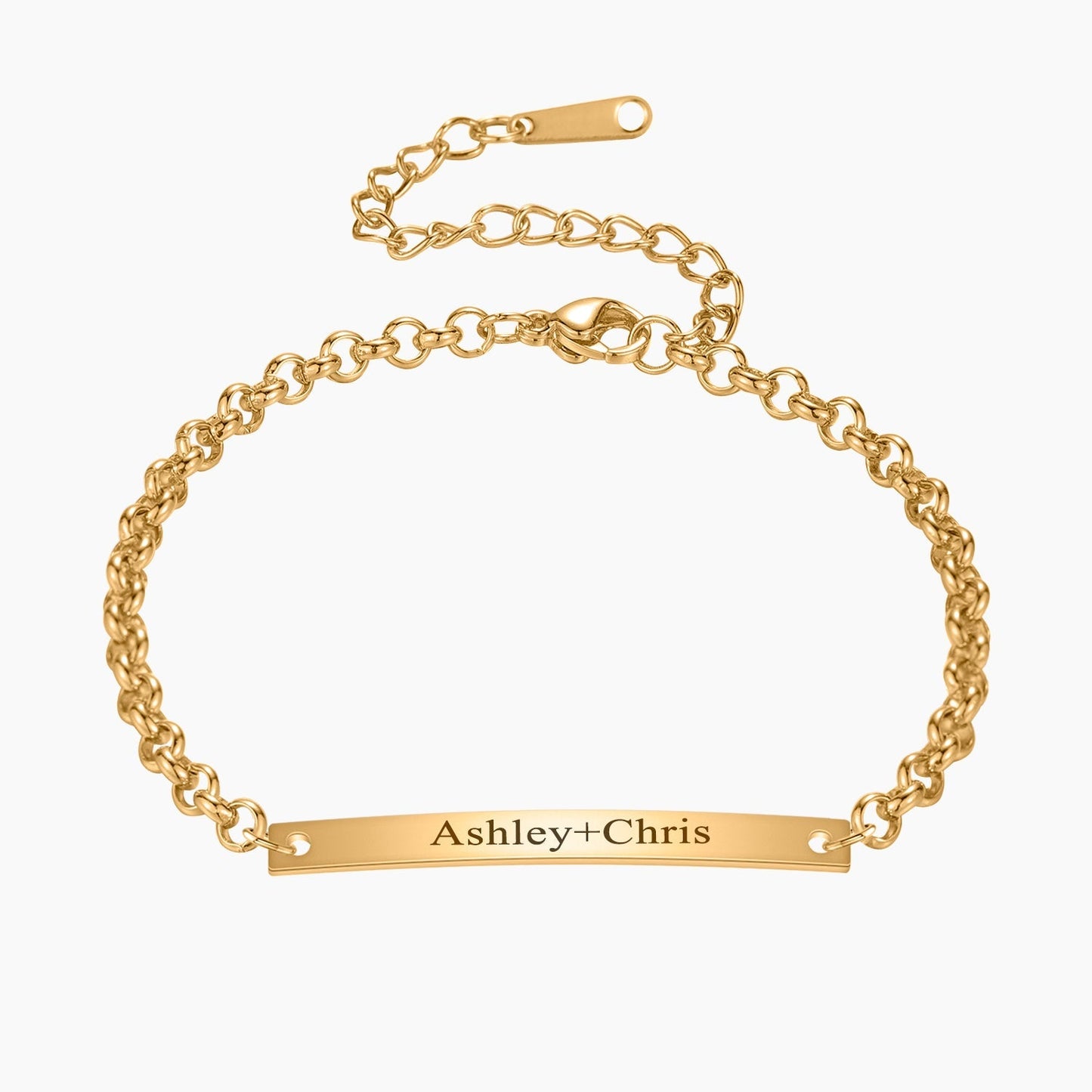 Personalized Engraved Bar Bracelet | Custom Name Jewelry with Adjustable Fit for Unique Gift Giving