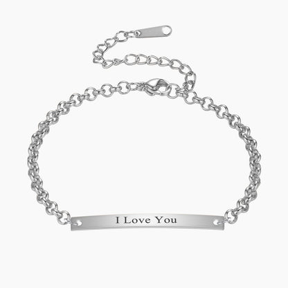 Personalized Engraved Bar Bracelet | Custom Name Jewelry with Adjustable Fit for Unique Gift Giving