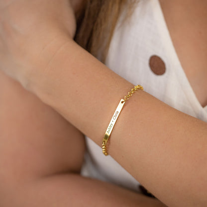 Personalized Engraved Bar Bracelet | Custom Name Jewelry with Adjustable Fit for Unique Gift Giving