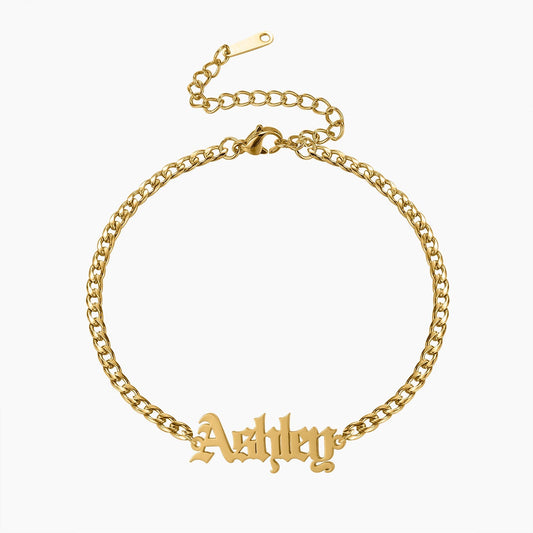 Personalized Gothic Name Bracelet | Cuban Chain Design for Unique Style