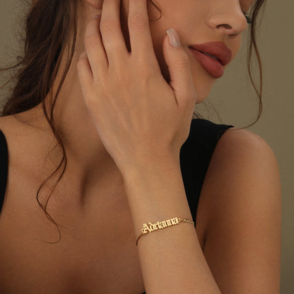 Personalized Gothic Name Bracelet | Cuban Chain Design for Unique Style