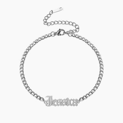 Personalized Gothic Name Bracelet | Cuban Chain Design for Unique Style