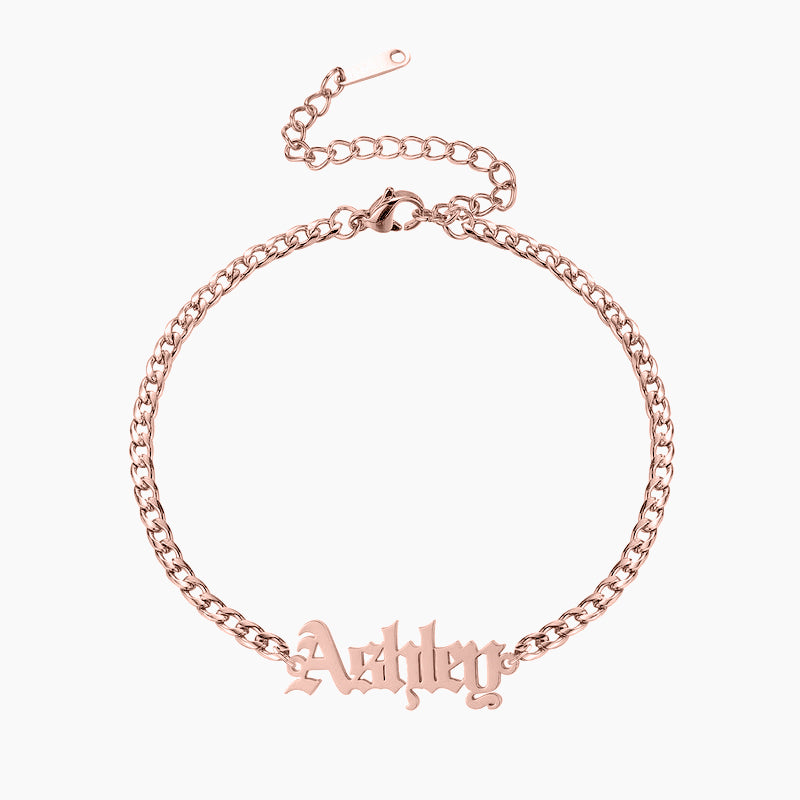 Personalized Gothic Name Bracelet | Cuban Chain Design for Unique Style