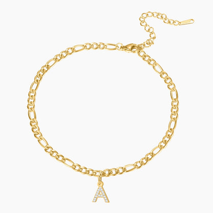 Personalized Iced Letter Bracelet | Figaro Chain for Unique Gifts