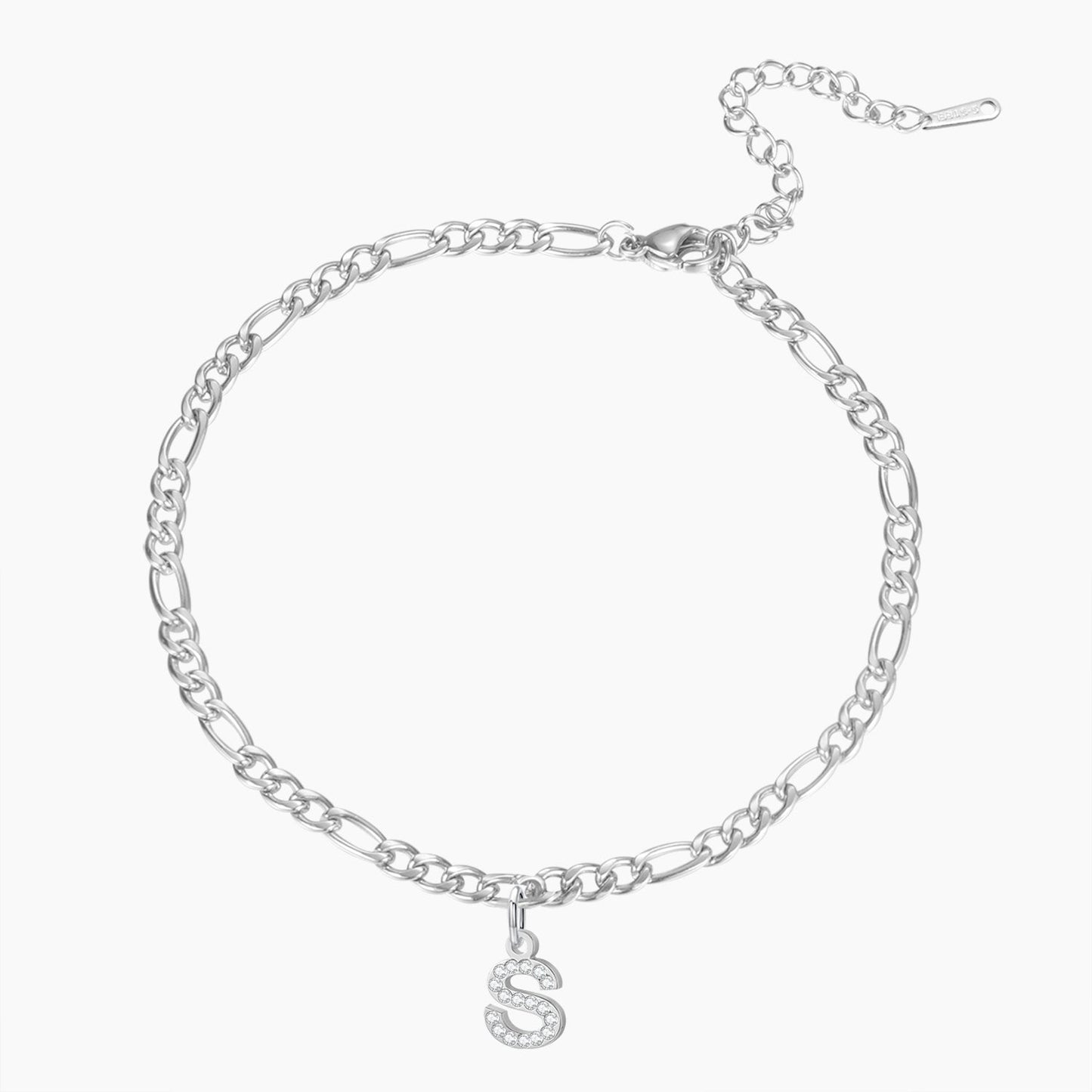 Personalized Iced Letter Bracelet | Figaro Chain for Unique Gifts