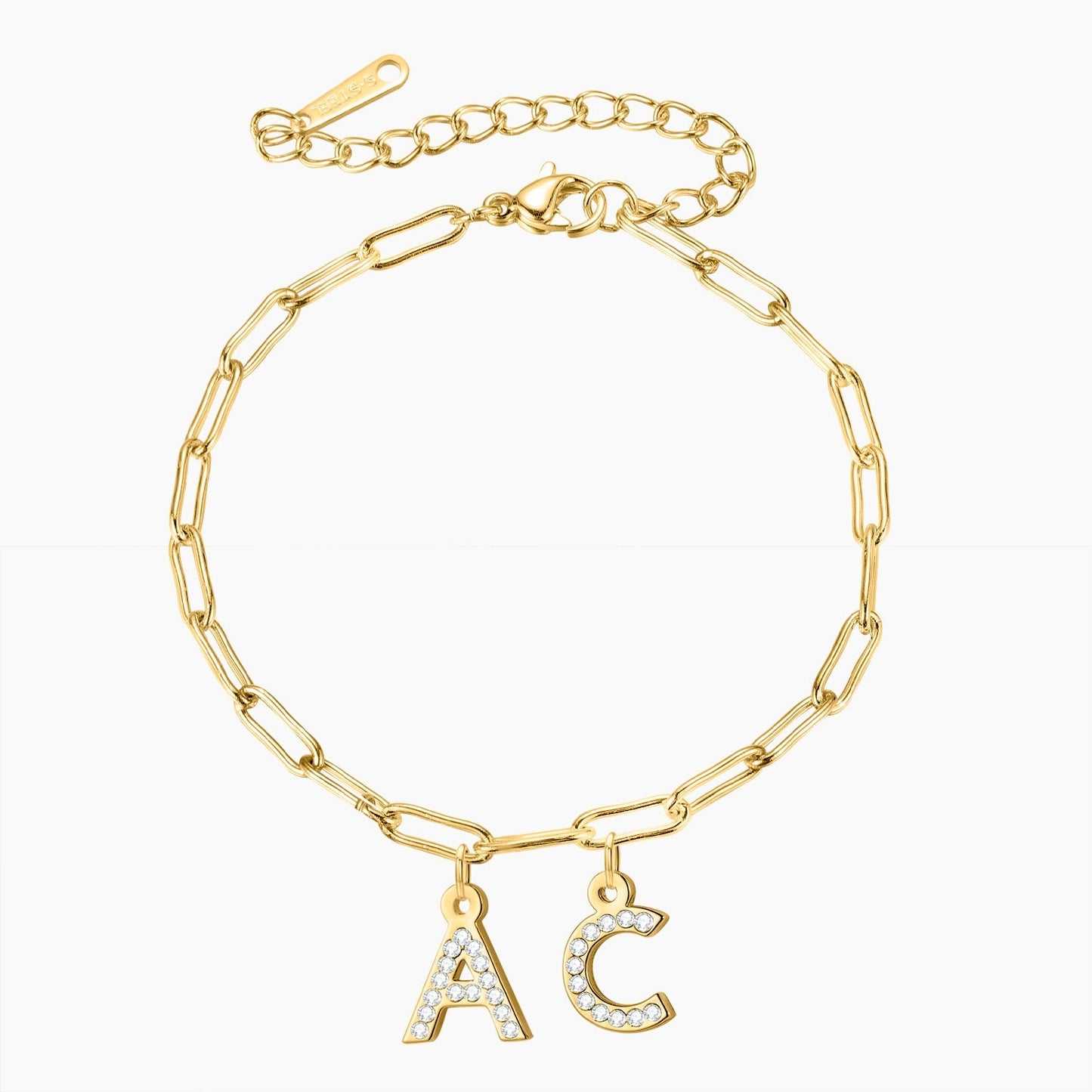Personalized Iced Letters Bracelet | Stylish Paperclip Chain for Unique Gifts