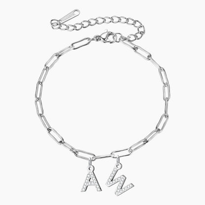 Personalized Iced Letters Bracelet | Stylish Paperclip Chain for Unique Gifts