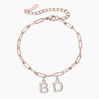 Personalized Iced Letters Bracelet | Stylish Paperclip Chain for Unique Gifts