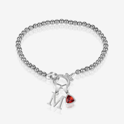 Personalized Initial Birthstone Bracelet | Custom Beaded Design for Unique Style