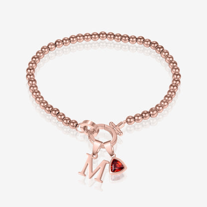 Personalized Initial Birthstone Bracelet | Custom Beaded Design for Unique Style