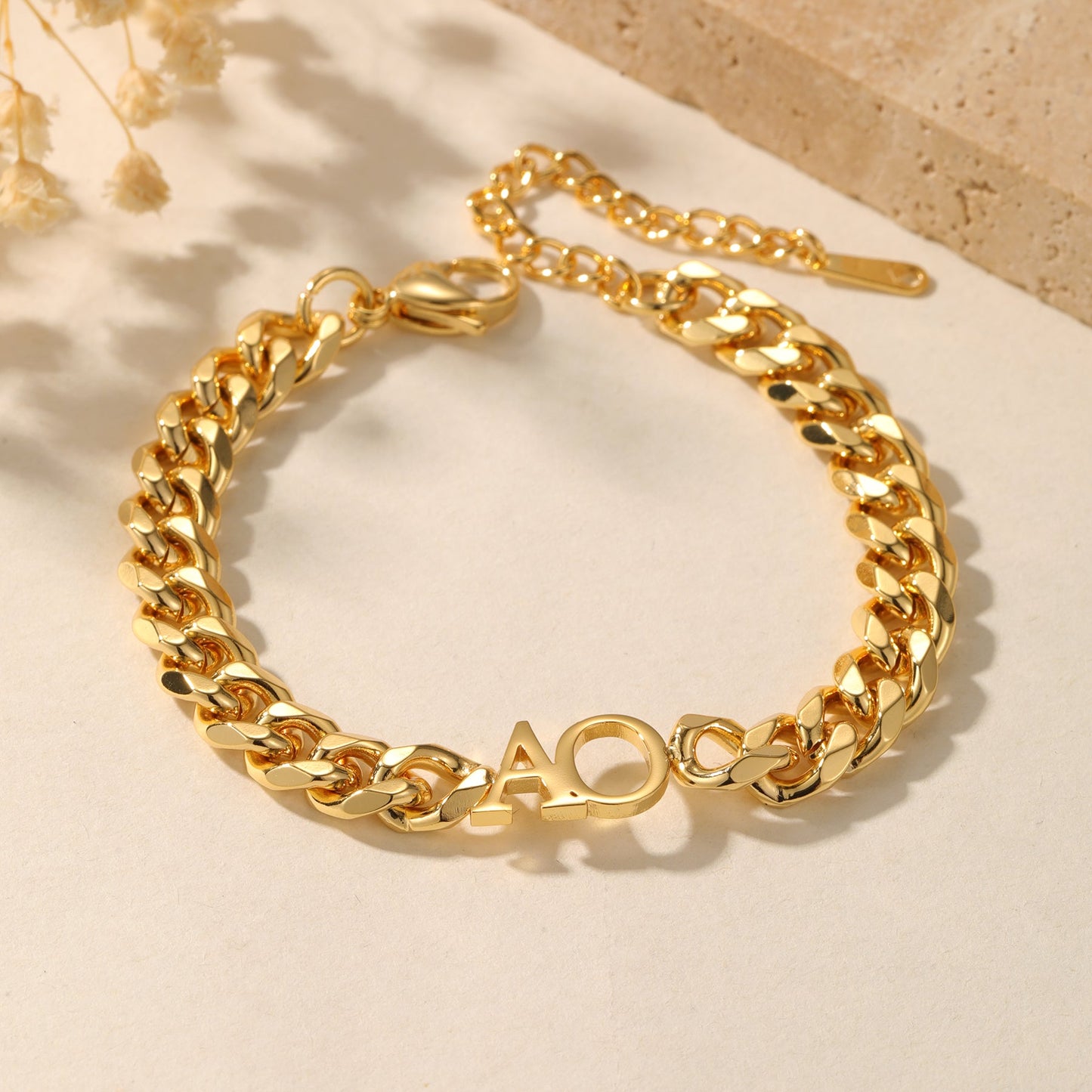 Personalized Initials Bracelet | XL Cuban Chain with Customizable Design | Unique Gift for Special Occasions