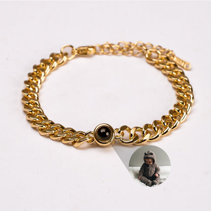 Personalised Photo Bracelet with Your Picture – Cuban Chain Projection Bracelet