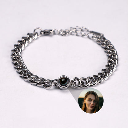 Personalised Photo Bracelet with Your Picture – Cuban Chain Projection Bracelet