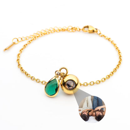 Personalised Photo Bracelet with Birthstone