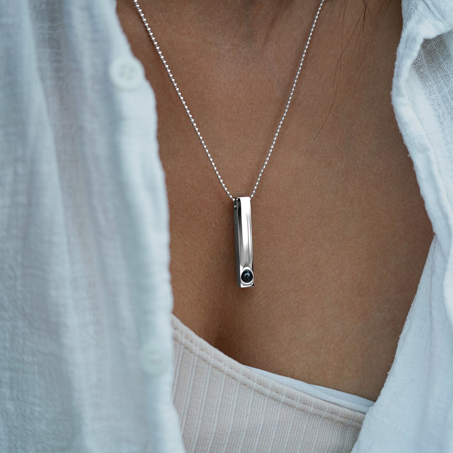 Personalised Photo Necklace – Bar Ball Chain