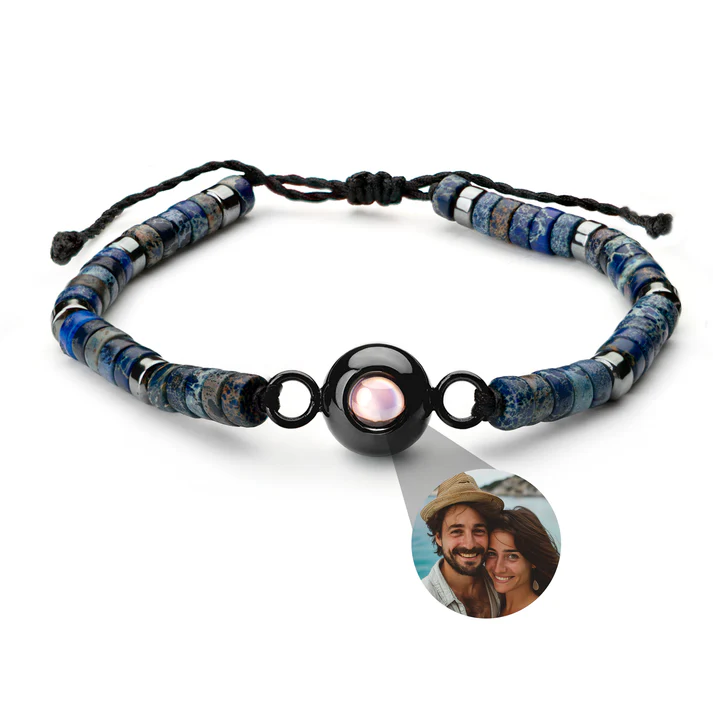 Personalised Photo Bracelet – Heishi Gemstone