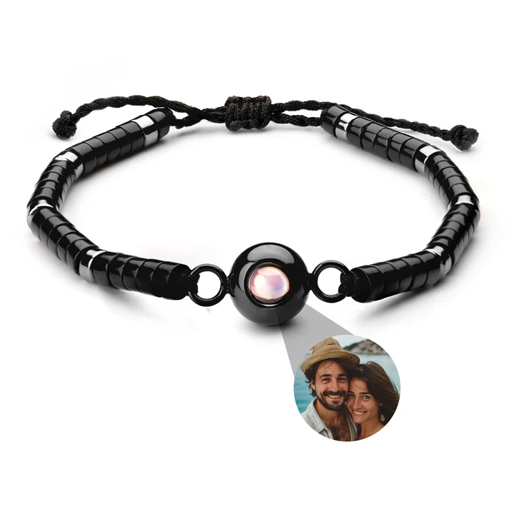 Personalised Photo Bracelet – Heishi Gemstone