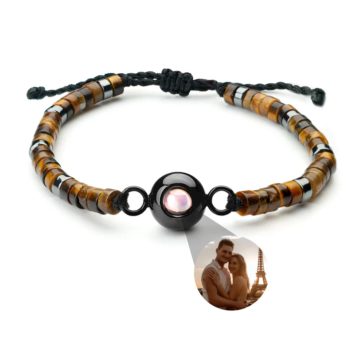 Personalised Photo Bracelet – Heishi Gemstone