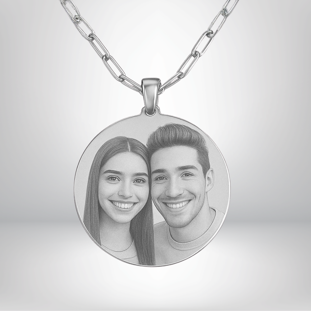Personalised Photo Necklace | Picture Pendant with Paperclip Chain | Custom Photo Jewellery Gift