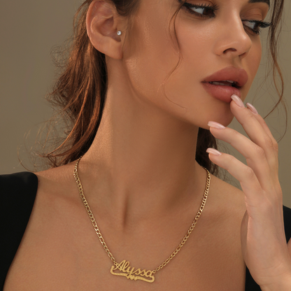 Personalised Diamond Cut Heart Name Necklace