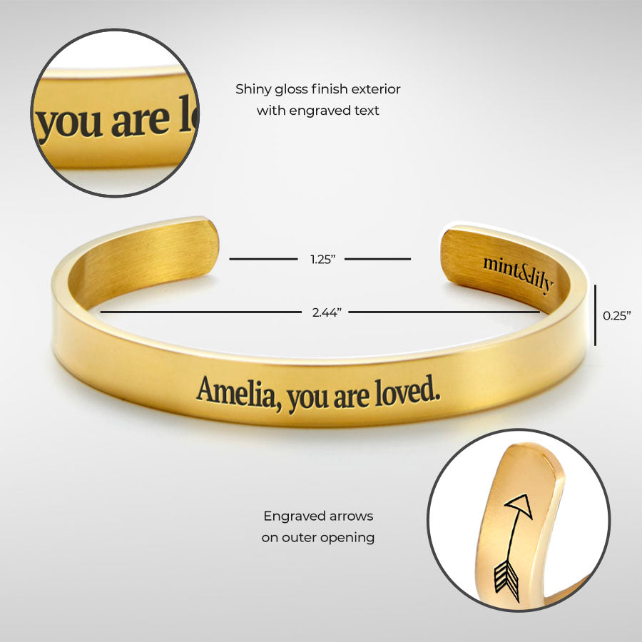 Fully Custom Personalised Engraved Cuff Bangle – Bespoke Message