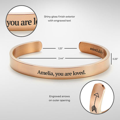 Fully Custom Personalised Engraved Cuff Bangle – Bespoke Message