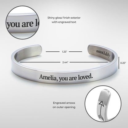 Fully Custom Personalised Engraved Cuff Bangle – Bespoke Message
