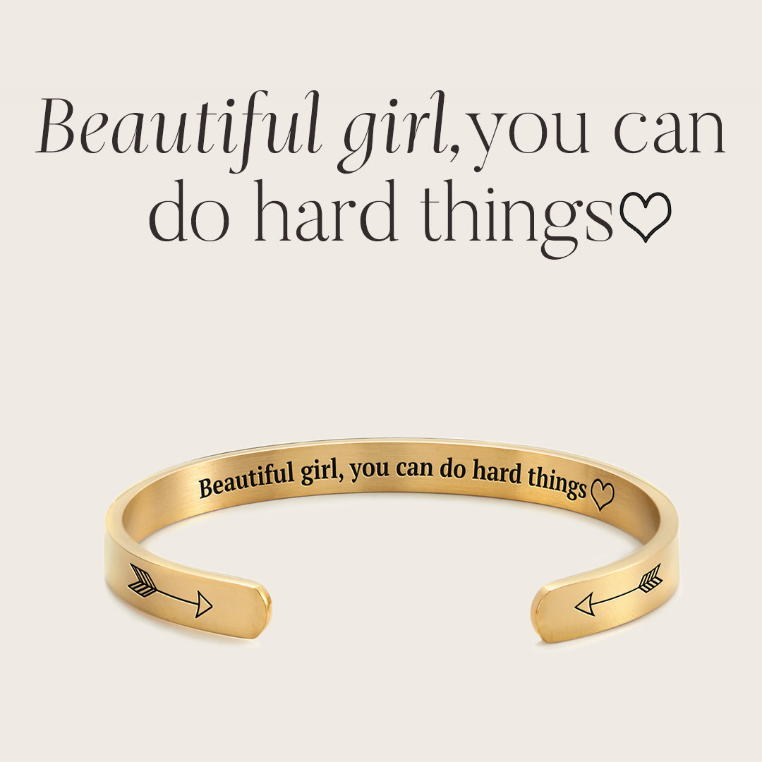 ‘Beautiful Girl You Can Do Hard Things’ Personalised Engraved Bangle