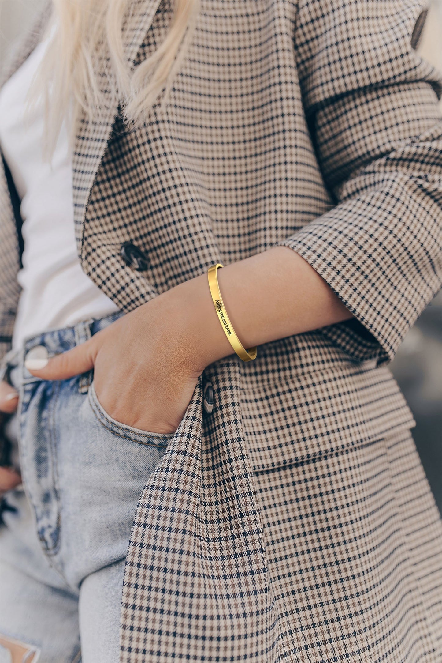 Fully Custom Personalised Engraved Cuff Bangle – Bespoke Message