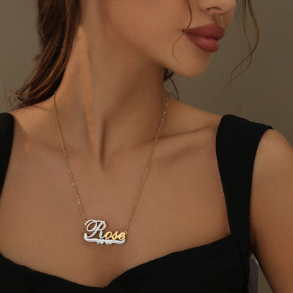 Double Plated Double Heart Name Necklace