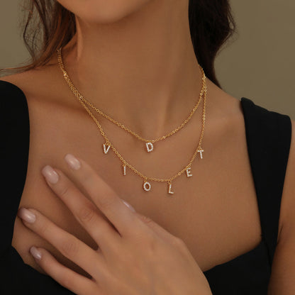 Iced Letter Name Choker Necklace