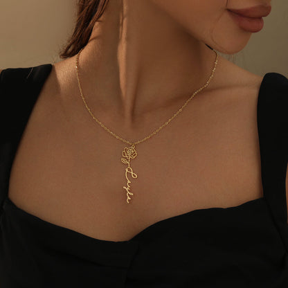 Birth Flower Name Necklace