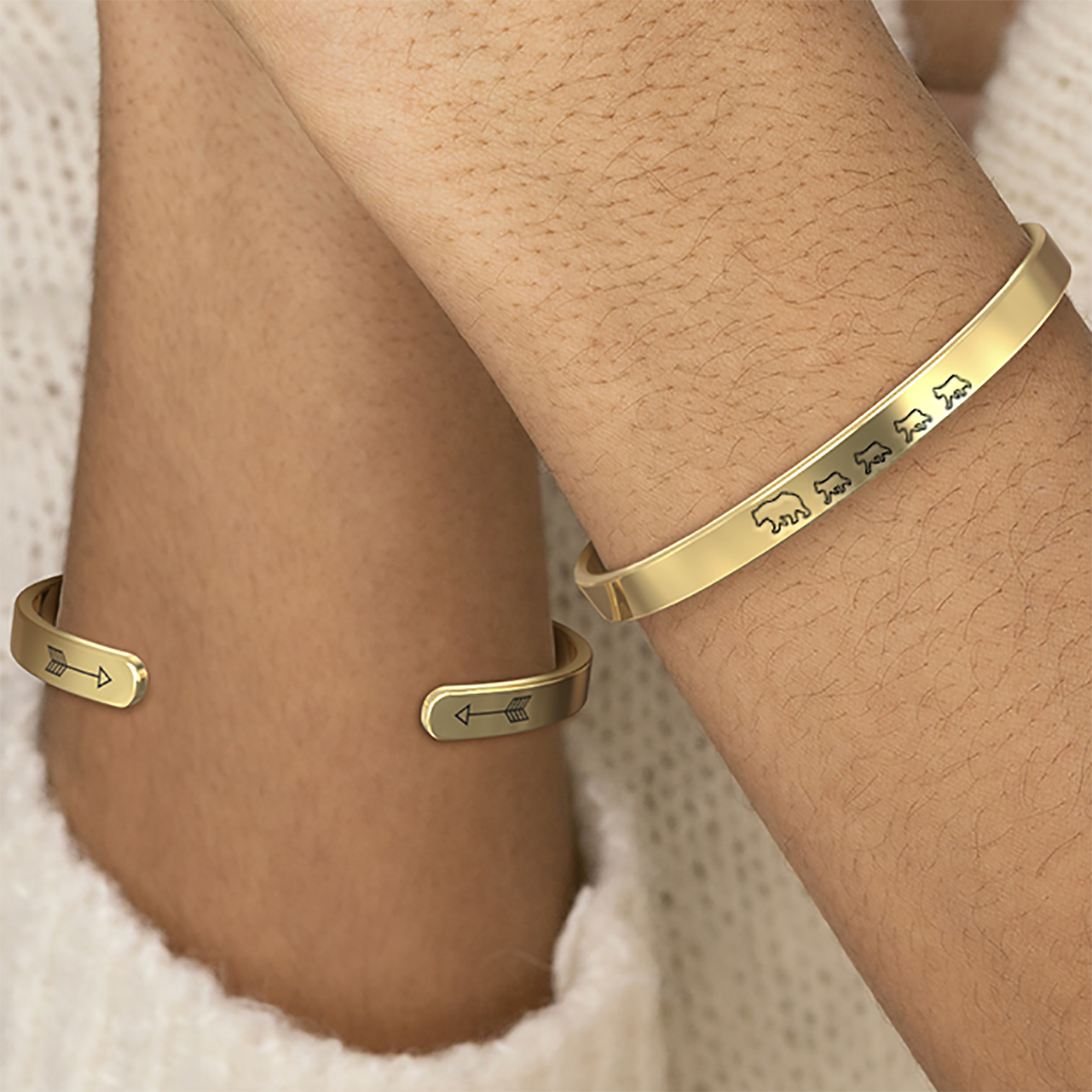 ‘Mama Bear & Her Baby Bears’ Personalised Engraved Bangle